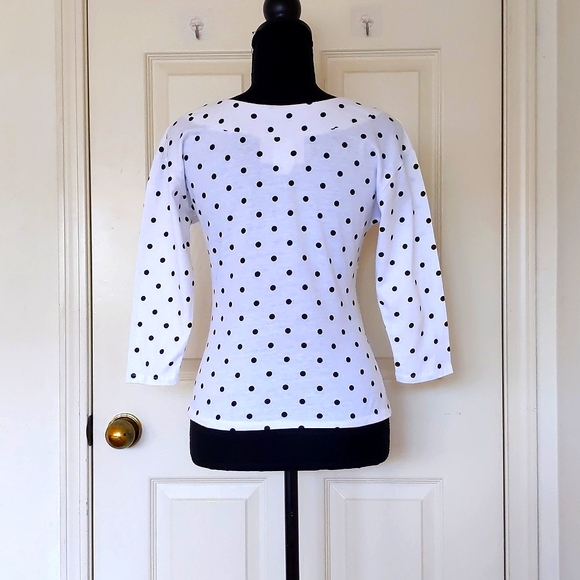 Vintage t.edwards 100% Cotton Polka Dot Cropped Blouse with 3/4 sleeve. - Picture 2 of 4